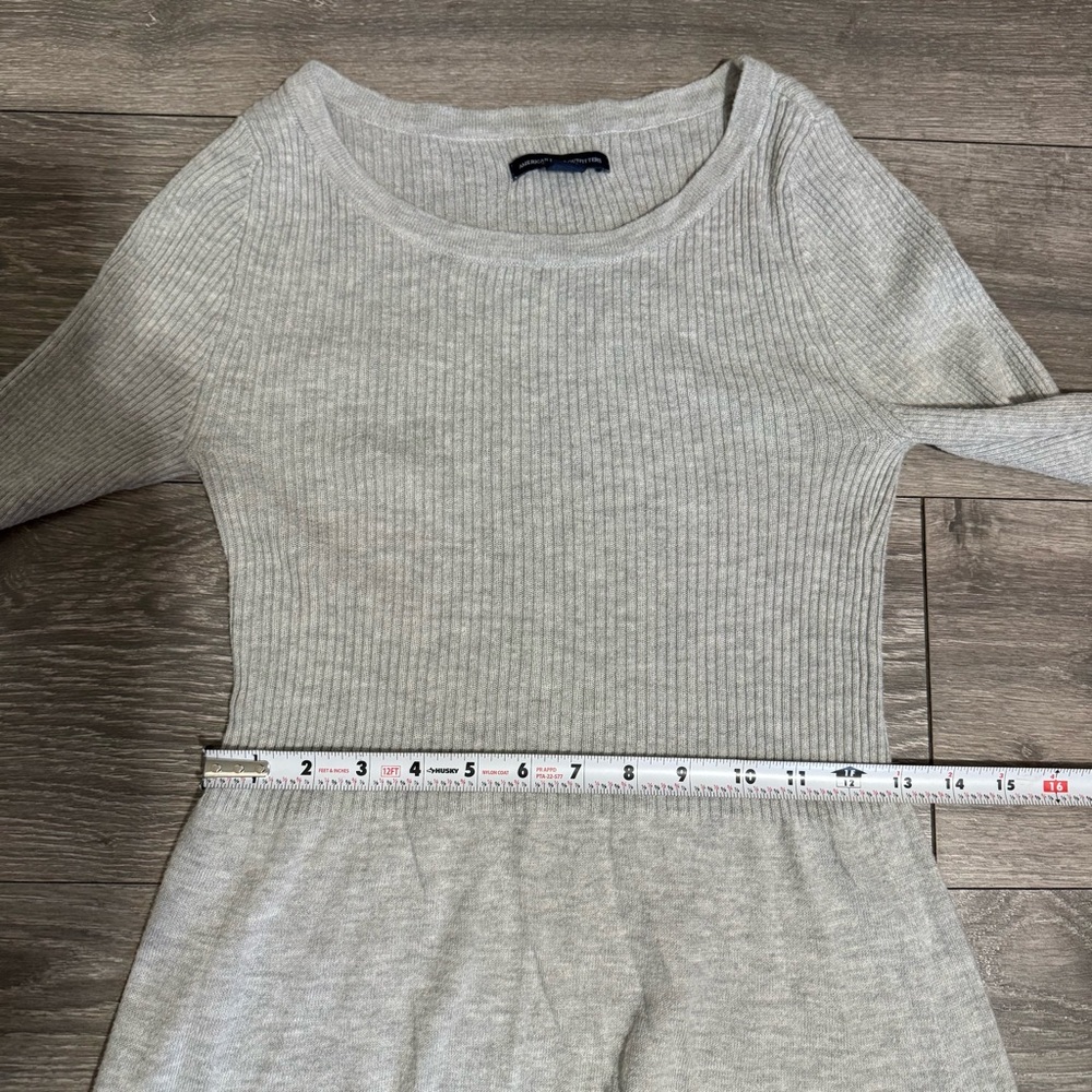 American Eagle Outfitters Women Light Gray Long Sleeve Fit & Flare Dress Size S - Picture 15 of 17